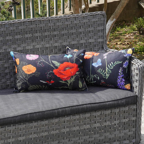 ONWAY Outdoor Waterproof Spring Summer Pillow Covers 12x20 Inch Set of 4, Floral Farmhouse Throw Pillows Decorative