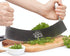 12" Stainless Steel Mezzaluna Knife & Cover + FREE Stainless Steel Soap Odor Remover | Pizza Cutter & Herb Mincer