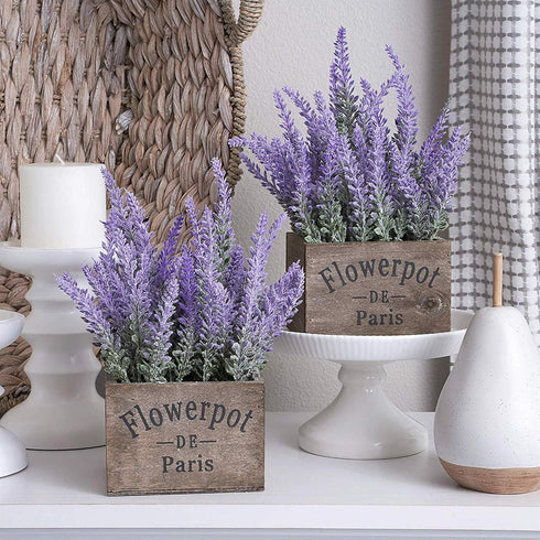 10 Bundles Fake Flowers, Artificial Lavender Faux Plastic Plants for Home Decor, Wedding, Kitchen, Garden