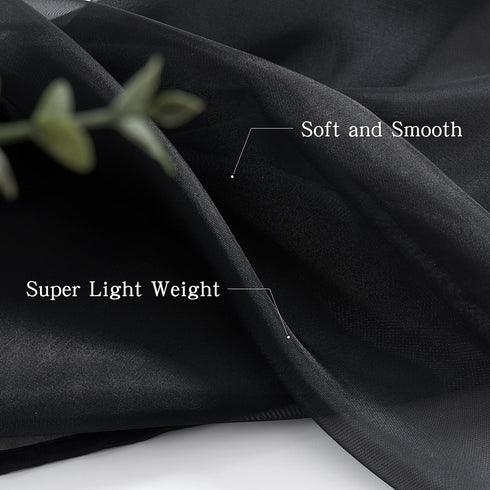Black Scarf Valances for Windows - 144 Inch Sheer Curtain Scarf Swag, Draping Fabric for Bed Canopy Curtains 52Wx144L