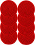 8PCS Red Handmade Cotton Round Woven Coasters - Absorbent Braided Cup Mats for Drink Home Kitchen Heat-Resistant