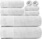 Ariv 8-Piece Towel Set, 2 Ply Ultra Luxury, 100% Combed Cotton, Large Towels for Home, Hotel, Gym, Spa - White