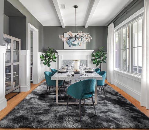 5x8 ONASAR Rugs for Living Room Bedroom, Fluffy Tie-Dyed Dark Grey Bedside Area Rug, Soft Plush Shaggy Floor Carpet