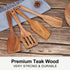 Best Wooden Spatula for Cooking Non Stick Kitchen Utensils Teak Wood Spatula Set of 4 Flat Slotted Turner Spatula for Baking Mixing Scraping Fish Spatula Wood Cooking Utensil Set Egg Flipper Spatula by Ayiaren