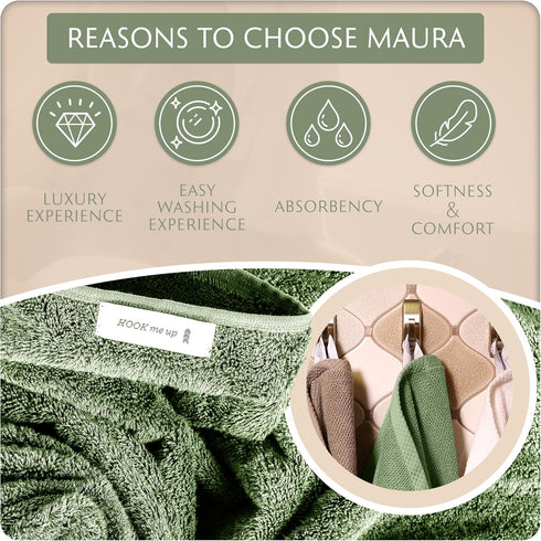 Sets 2 2 2 Set, MAURA Basics Bath Towel for Bathroom with Hanging Hook Loops. Bath Towels, Hand Towels, Washcloths