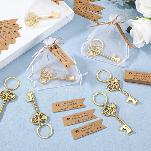 50 Set Misdary Baby Shower Favors Gifts for Guest Baby Shower Keychain Bottle Opener Heart Keychains Bottle Opener
