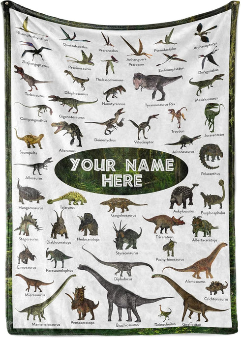 Personalized Dinosaur Blanket for Kids, Ships Next Day - Dino Throw Blanket
