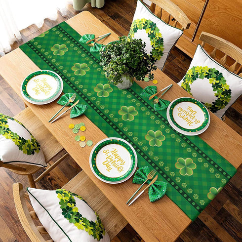 Edwiinsa 13 90 inch St. Patrick's Day Cotton Linen Table Runner Rectangle Plate Mat Outdoor Rug Runner for Coffee