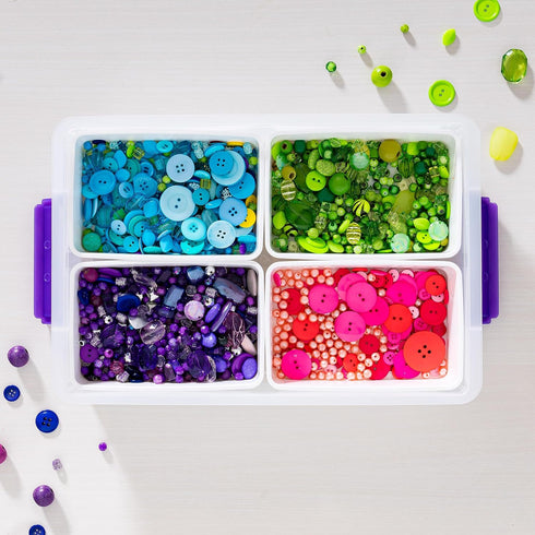 IRIS USA Plastic Storage Bins - 9.4 Qt. Craft Organizers with Removable Tray, Handle for Art Supply Storage