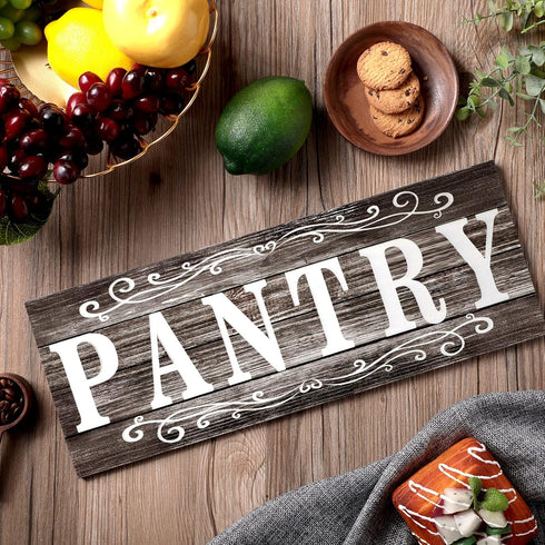 Rustic Farmhouse Pantry Sign Wall Decor, Wooden Hanging Art for Home Room Holiday Decoration, 16 x 6 Inches (Gray)