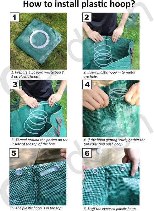3-Pack 72 Gardzen Gallon Yard Waste Bags, Reusable Heavy Duty Collapsible Garden Leaf Bags with Plastic Ring, Stand-Up