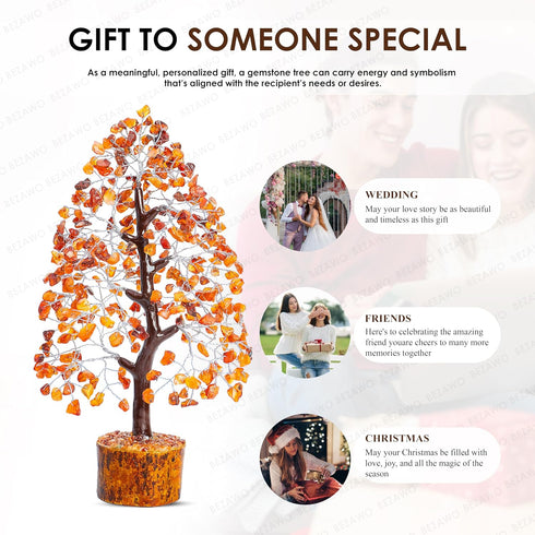 Carnelian Chakra Tree of Life, Handmade Gemstone Feng Shui Decor for Positive Energy and Prosperity Gift