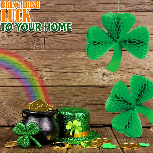 St. Patrick's Day Shamrock Tissue Hanging Decor, Set of 3 Seasonal Party Decor