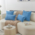 Home Brilliant Throw Pillow Covers, Decorative Soft Velvet Corduroy Striped Set of 2, Blue