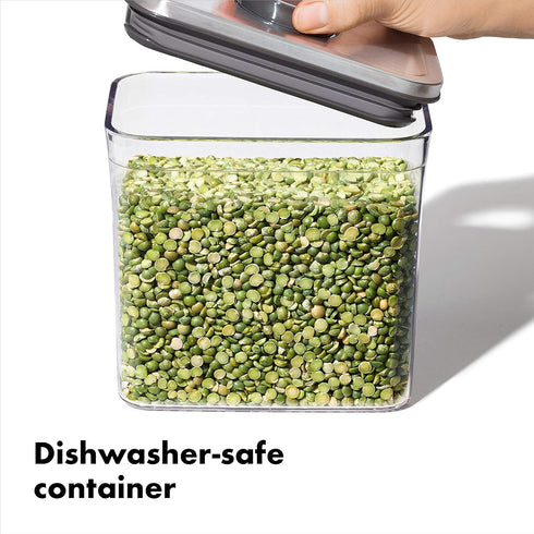 4.4 OXO Steel POP Container Big Medium Square - Qt for Flour, Sugar and More,Grey