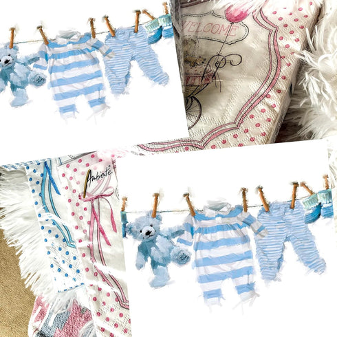 20-ct 13x13 Baby Boy Shower Napkins, Its a Boy & Oh Baby Decorative Napkins for Decoupage