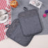 100% Cotton with Silicone Kitchen Pot Holder - Heat Resistant Coaster Potholder Oven Mitts Set of 2, Grey
