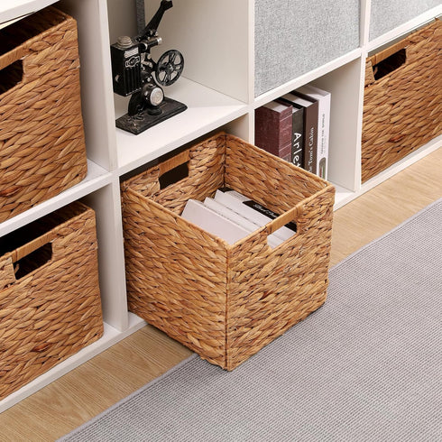 LYJWOO6D Wicker Storage Cubes - Rectangular Laundry Organizer Totes for Shelves, Set of 2 Pcs, 11x11x11inch