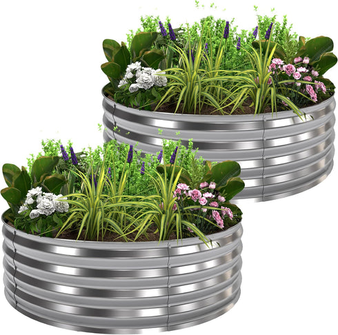 Utopia Home Galvanized Raised Garden Bed Kit 2x2x1 Ft, Planter Box Round