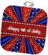 3D Rose Happy 4Th of July Pot Holder, Kaleidoscope of Stars and Stripes, Red Blue White, 8 x 8
