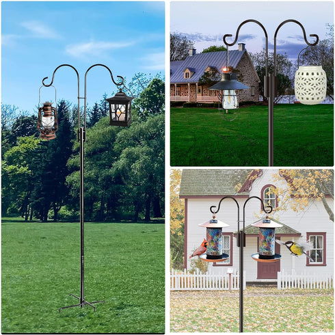 XDW-GIFTS Double Shepherds Hooks, 2-Pack Heavy Duty Garden Poles for Hanging Bird Feeders and Lanterns