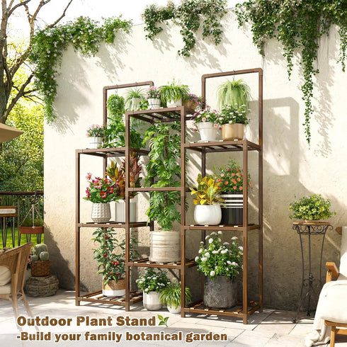 10-12 34.2 Wx47.6 Hx11.78 EnHomee Plant Stand Indoor Tall Plant Stand Outdoor Large Wood Plants Shelf with Pots