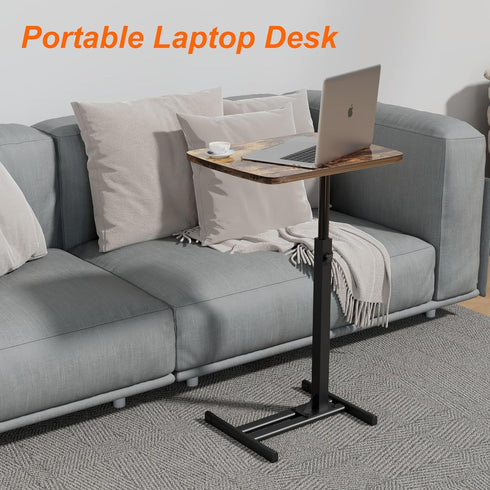 360 TV Tray Table for Small Spaces with Swivel Tabletop & Height Adjustable,C Shaped Sofa Arm End Side Table, Bed Tray
