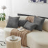 Home Brilliant 24x24 Decorative Pillow Cover | Striped Corduroy Soft Velvet Euro Sham Cushion Cover, Dark Grey