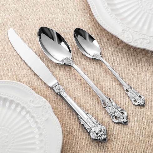 KEAWELL Luxury Dinner Spoon, Set of 4, 18/10 Stainless Steel Tablespoons, Silverware Spoon Set, Mirror Polished, 7.8 Inches (Silver)