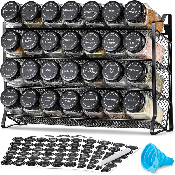 AOZITA Spice Rack Organizer for Cabinet, Spice Organizer with 28 Empty Spice
