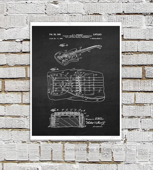 Gnosis Picture Archive Guitar Wall Decor - Posters Set of 4 Unframed Art Prints