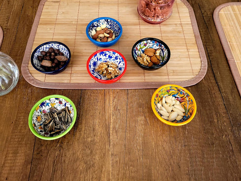 Decorative Turkish Ceramic Bowl Set of 6 - Handcrafted Multicolor Small Bowls (Multi 9)