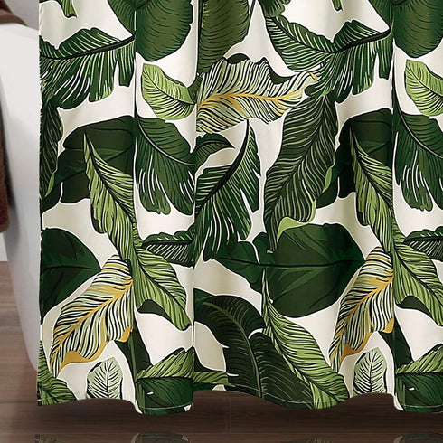 Lush Decor Tropical Paradise Shower Curtain, Fabric Leaf Rainforest Print, 72" x 72", Green