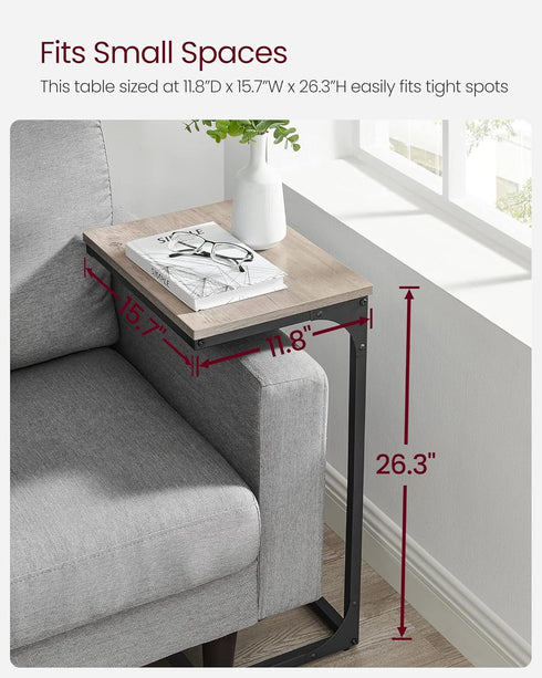 ULET353B02 VASAGLE C-Shaped End Table, Side Table for Sofa, Couch Table with Metal Frame, Small TV Tray Table