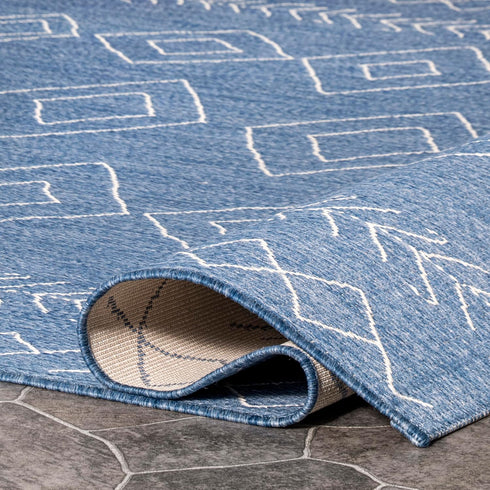nuLOOM Serna Moroccan Accent Rug, Indoor/Outdoor, Rectangular, Blue, 2' x 3', 0.1" Thick