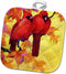 3D Rose Red Cardinals and Gold Autumn Leaves Pot Holder, 8 x 8