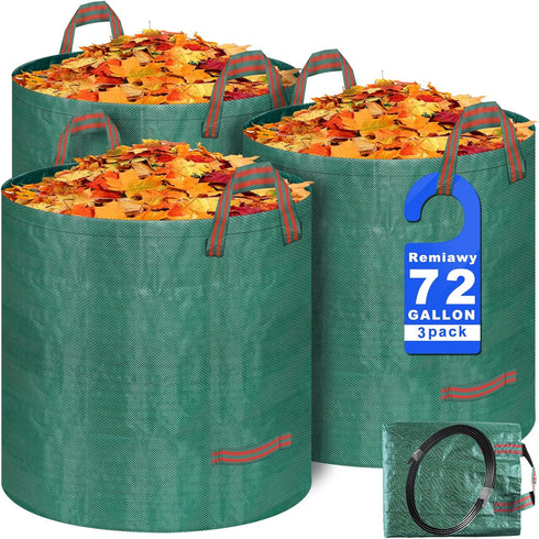 Remiawy Reusable Yard Waste Bags, 3 Packs 72 Gallons Lawn and Leaf