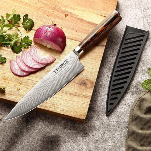 Razor-Sharp Chef Knife, 8-inch High Carbon Stainless Steel Chef's Knife for Home Kitchen & Restaurant, with Sheath &