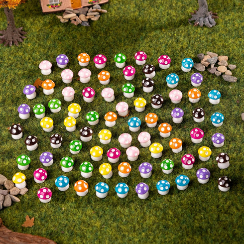 80P Mini Mushrooms, Tiny Resin Mushroom Figurines Small Little Resin in Bulk for Miniature Landscape Aquarium Potted