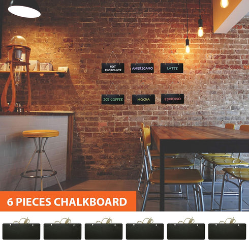 Chalkboard Hanging Signs - Erasable Wood Rectangle Small Vintage Rustic Blackboard for Wedding, Bar, Restaurant,