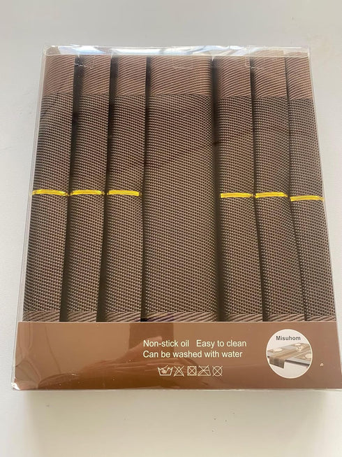 Placemats with Table Runner Sets, Woven Crossweave Vinyl Kitchen Tablemat, Washable PVC Mats for Dining Table