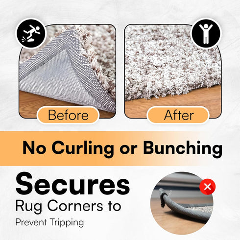 Rug Pad Gripper, 8 PCS Non Slip Pads for Corners, Washable Adhesive for Hardwood Floors