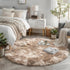 Amdrebio Tie-Dyed Beige Tan Round Circle Area Rug 5Ft for Bedroom, Fluffy