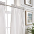Martha Stewart Ticking Stripe 3-Piece Window Curtain Set - Valance and Tiers, White Grey
