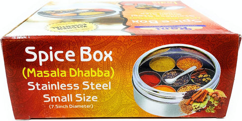7 (9.2in 3in) Packed Rani Spice Box Stainless Steel Transparent Round Storage For Spices (Masala Dabba) Compartments