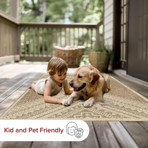 nuLOOM 2x3 Landry Aztec Indoor/Outdoor Accent Rug, Beige