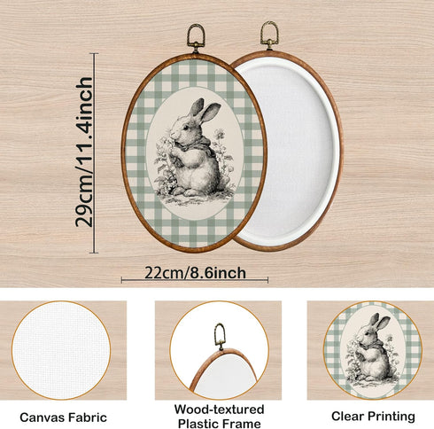 8.6"x11.4" KSDUT Rabbit Nursery Wall Art Decor - Retro Bunny Farm Animal Wall Art Canvas Frame Hanging Prints, Rustic