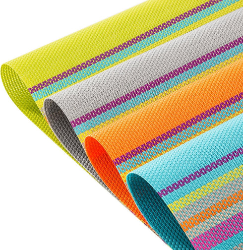 SHACOS Placemats Set of 4 Colorful Woven Vinyl Place Mats for Dining Table, Reversible