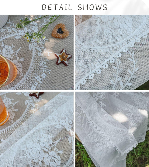 35 35 Inch 35"x35") White Lace Small Square Tablecloth x Vintage Embroidered Table Cloth Shabby Chic Wedding Baby
