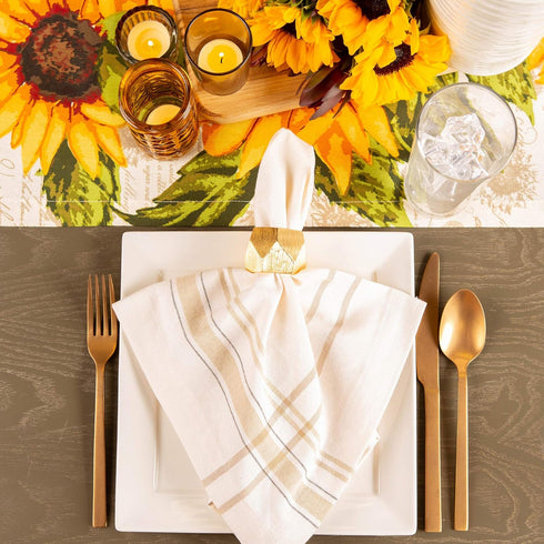 DII Decorative Geometric Napkin Ring Set - Triangle Band Gold, 6 Count